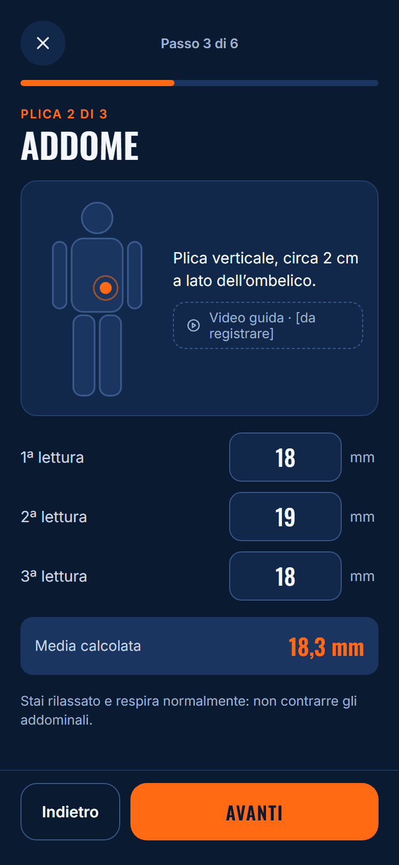 Schermata di misurazione guidata
